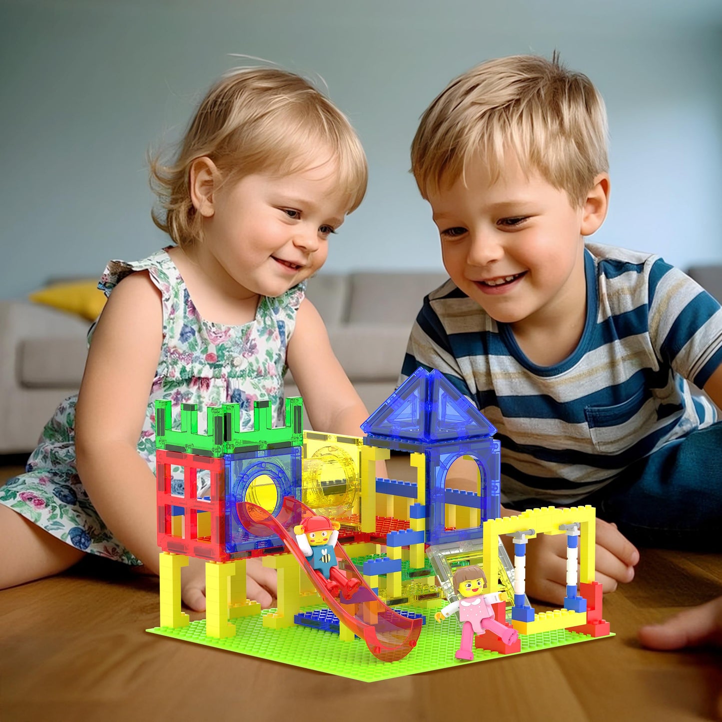 PicassoTiles Magnetic Building Blocks Playground Set