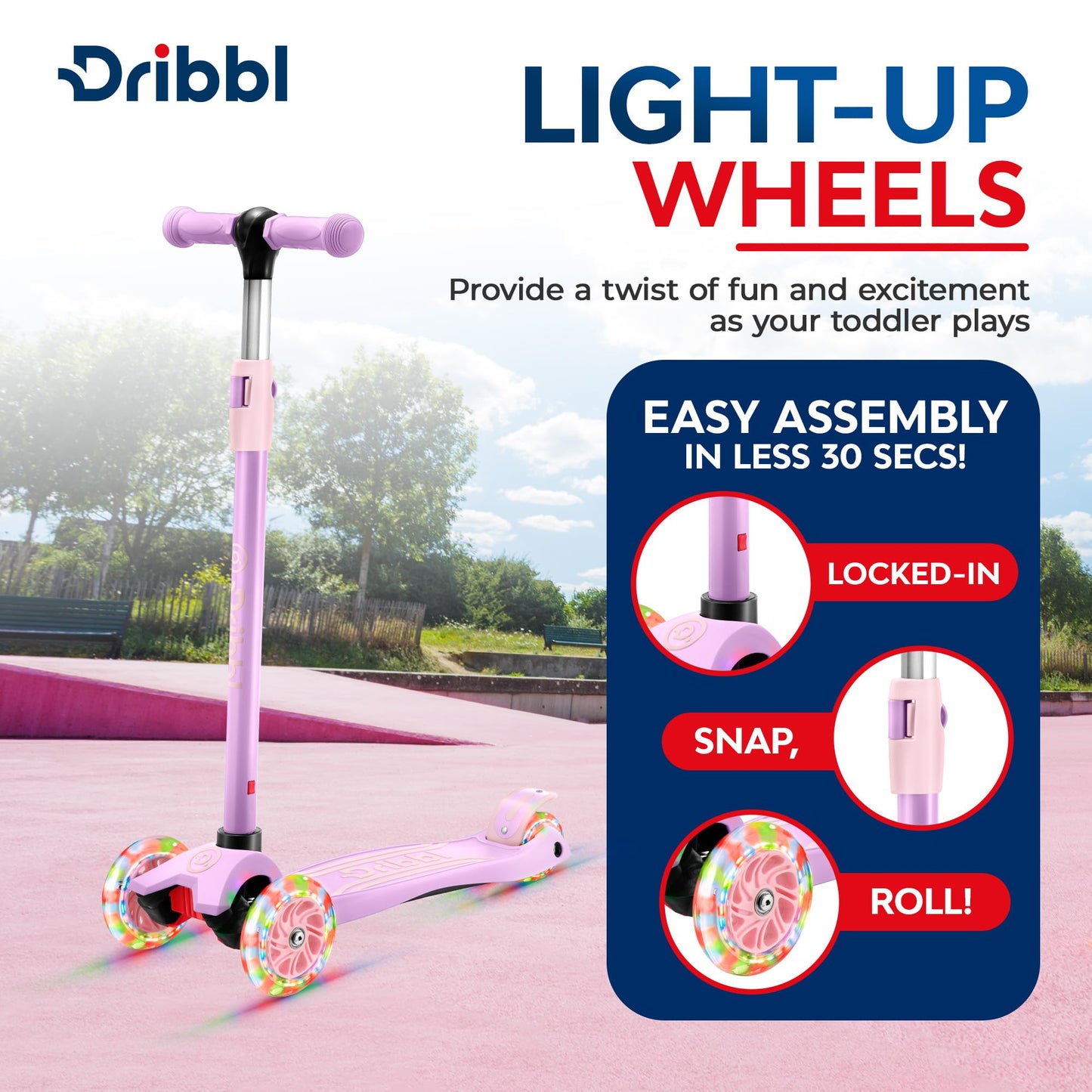 Dribbl Kids 3-Wheel Scooter with Adjustable Handlebar