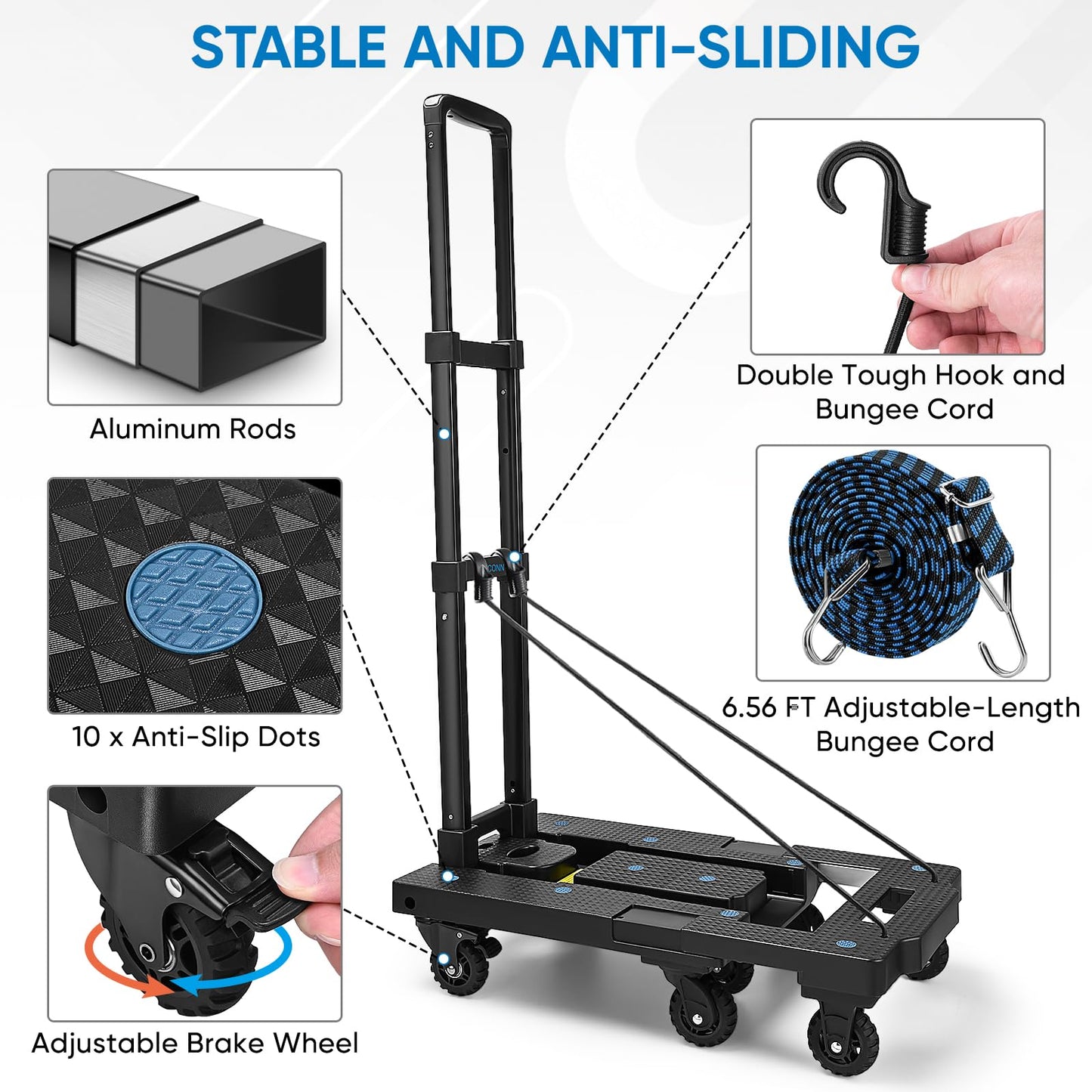 330LB TICONN Folding Hand Truck Dolly Cart