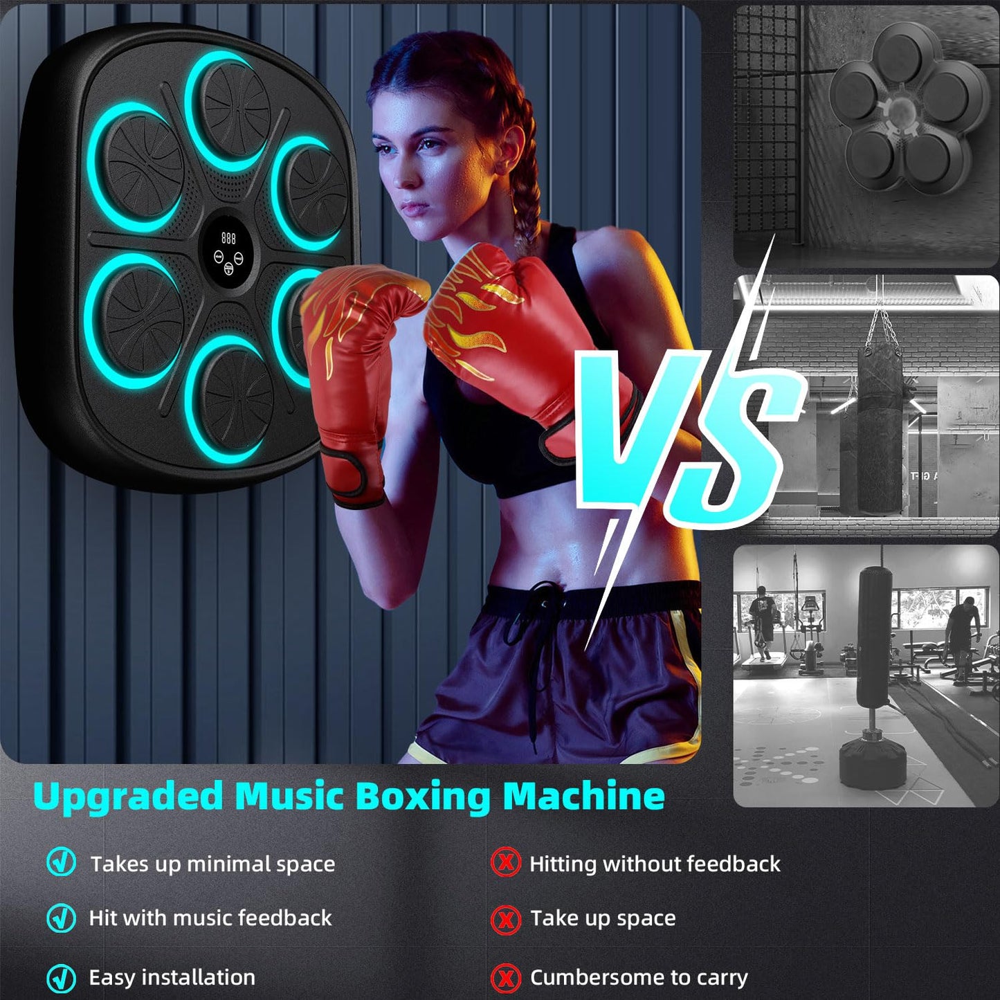Smart Music Boxing Machine with Gloves & Bluetooth