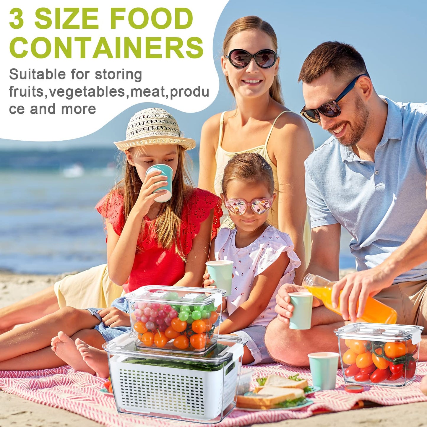 Fruit Storage Containers with Lids and Dividers
