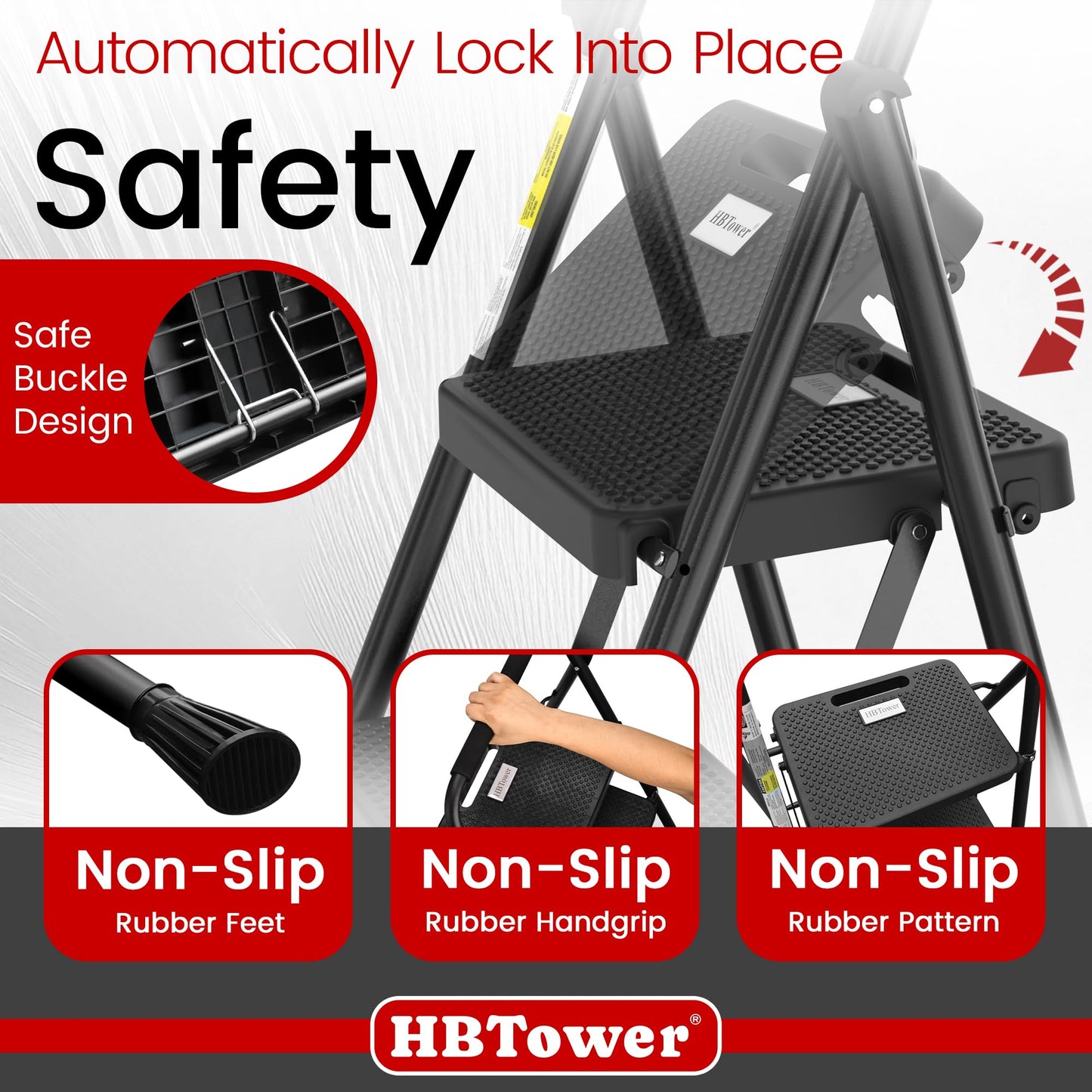 HBTower Folding Step Ladder with Handrail