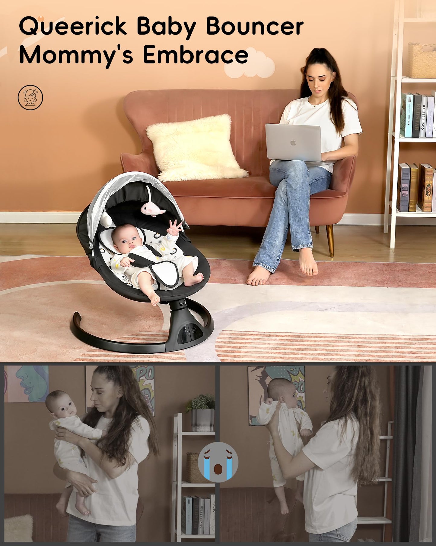 Portable Electric Baby Swing with Bluetooth Music