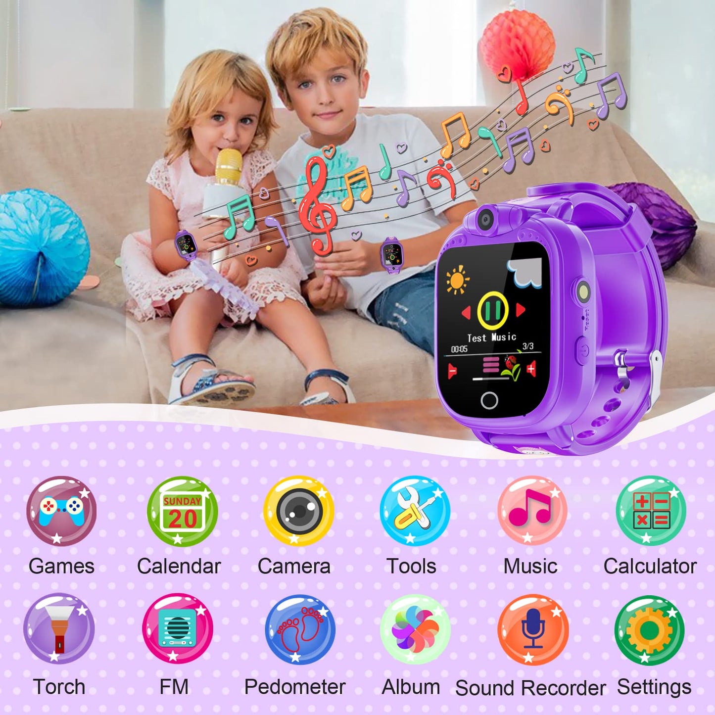 PROGRACE Kids Watch Girls Gift - Kids Watch Toddler Watch with Games 90° Rotatable Camera Music Alarm Pedometer Flashlight Calculator Touch Screen Digital Wrist Watch Gifts for 4-12 Years Old