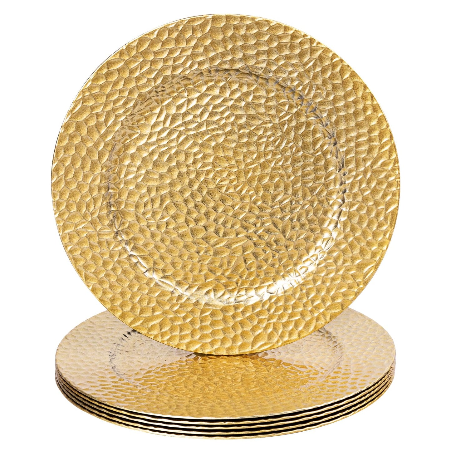 MAONAME Gold Charger Plates, Set of 6, 13" Round Charger Plates, Decorative Chargers for Dinner Plates, Plastic Plate Chargers for Dinner Plates