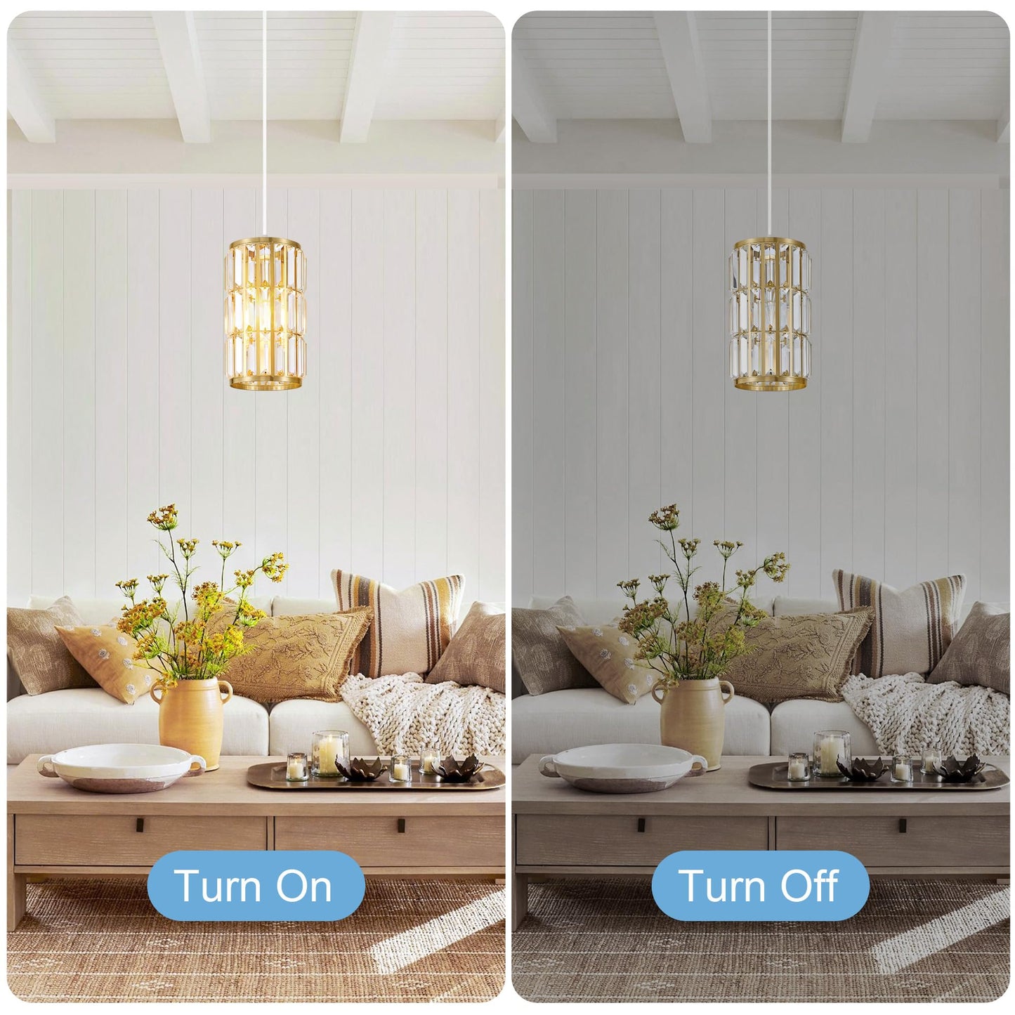 Biewalk Adjustable Crystal Pendant Light Fixture