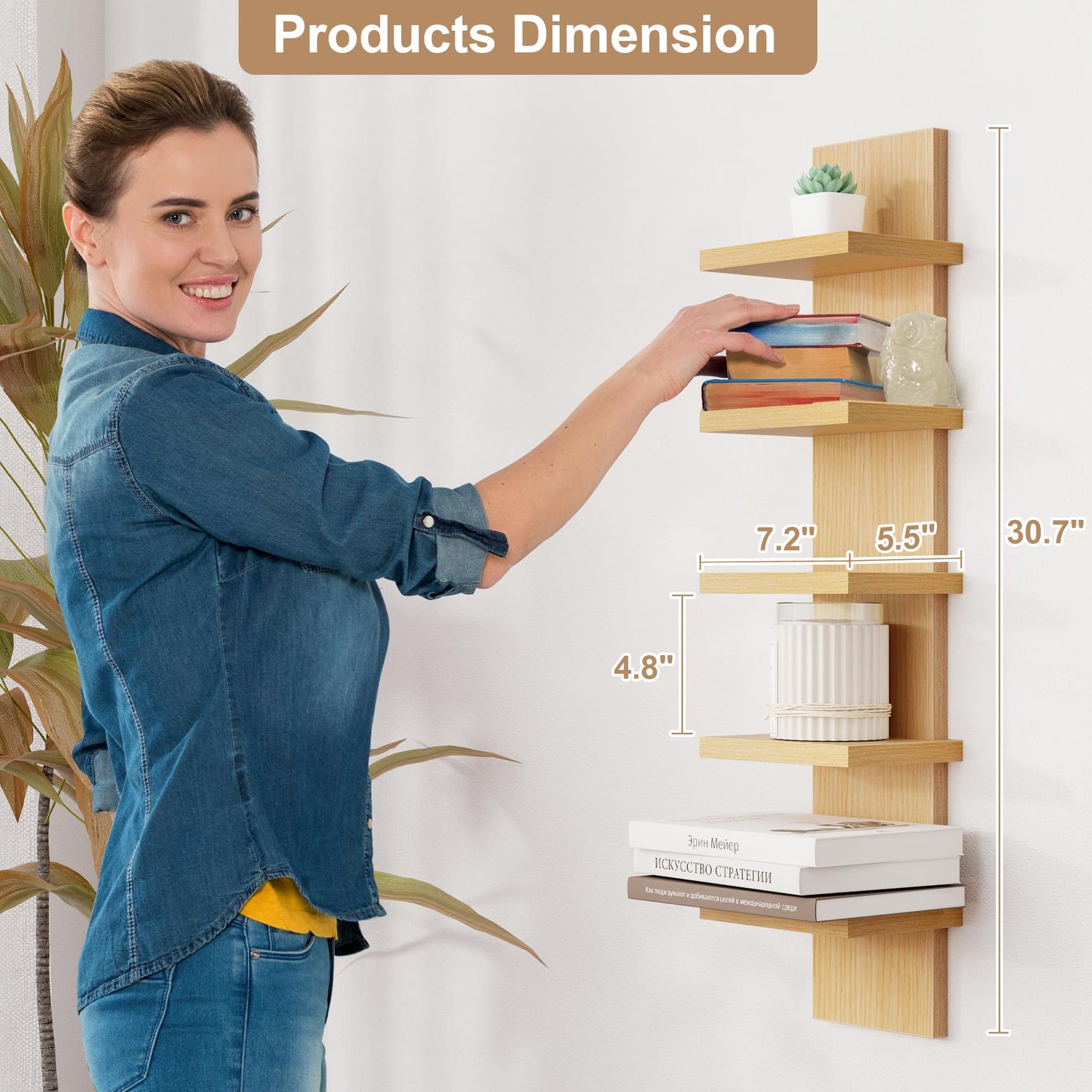 5-Tier Wall Shelf Unit for Home Decor