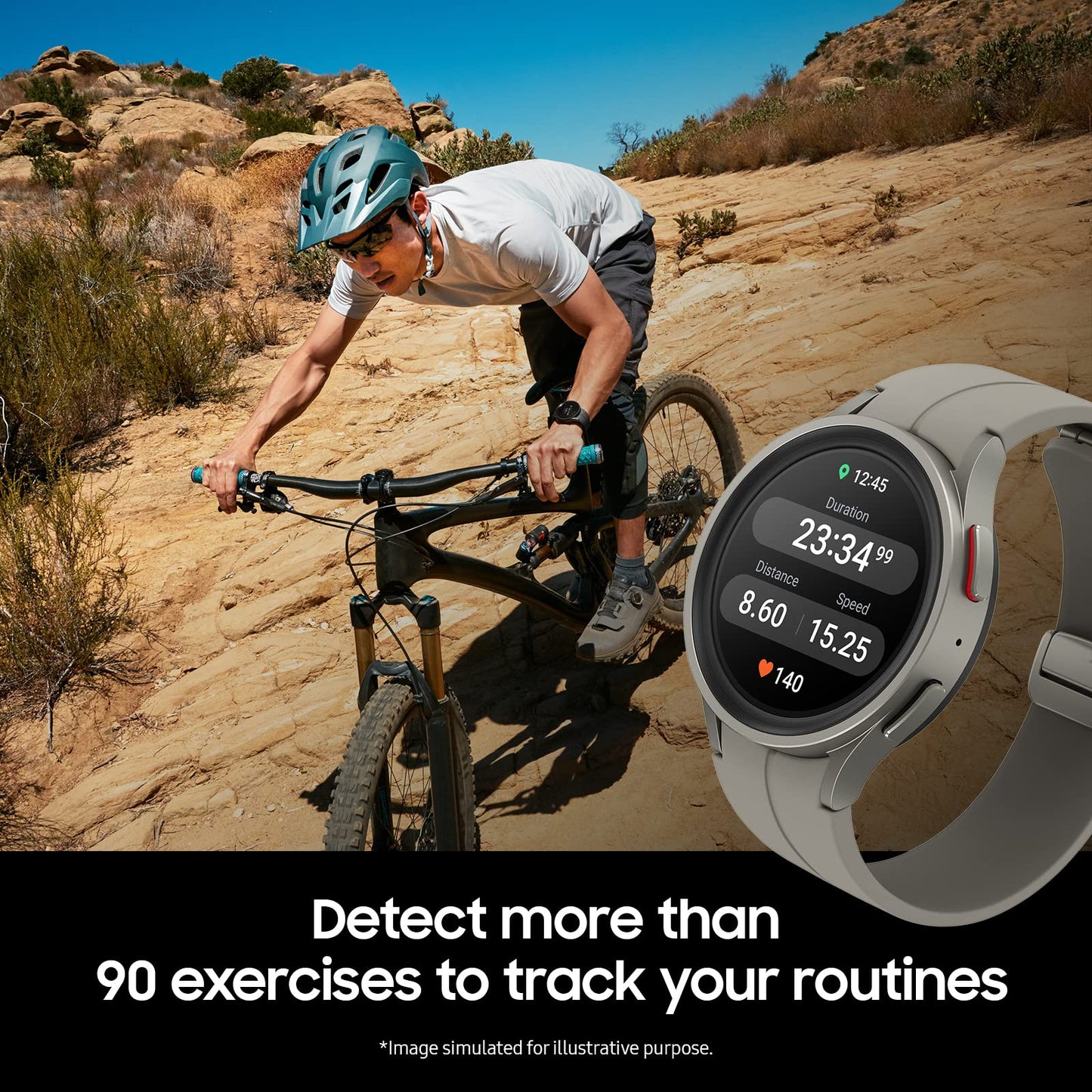 SAMSUNG Galaxy Watch Pro 5 45mm LTE Smartwatch w/ Body, Health, Fitness and Sleep Tracker, Improved Battery, Sapphire Crystal Glass, GPS Route Tracking, Titanium Frame, US Version, Black