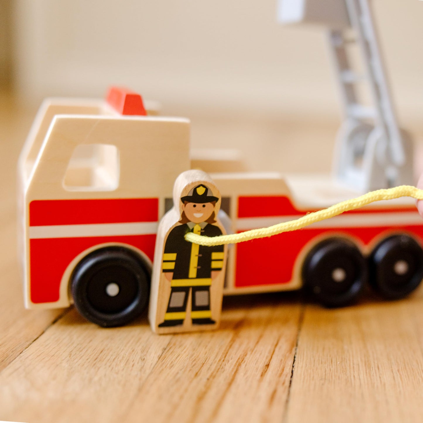 Melissa & Doug Wooden Fire Truck Toy Set
