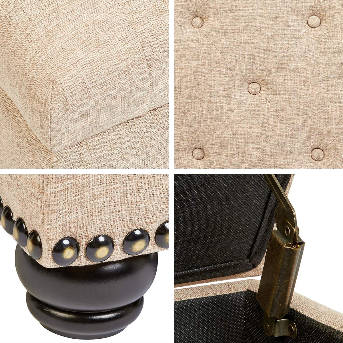 Modern Linen Upholstered Storage Ottoman by FIRST HILL