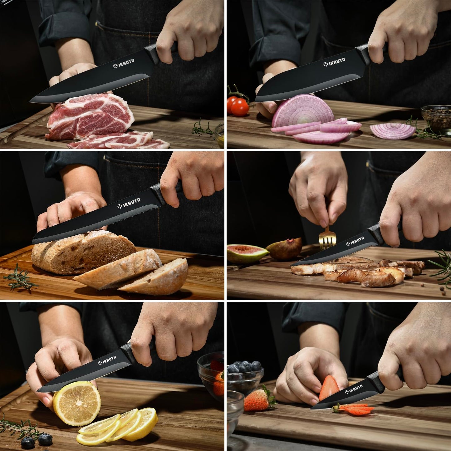 IKRUTO 15-Piece Professional Kitchen Knife Set