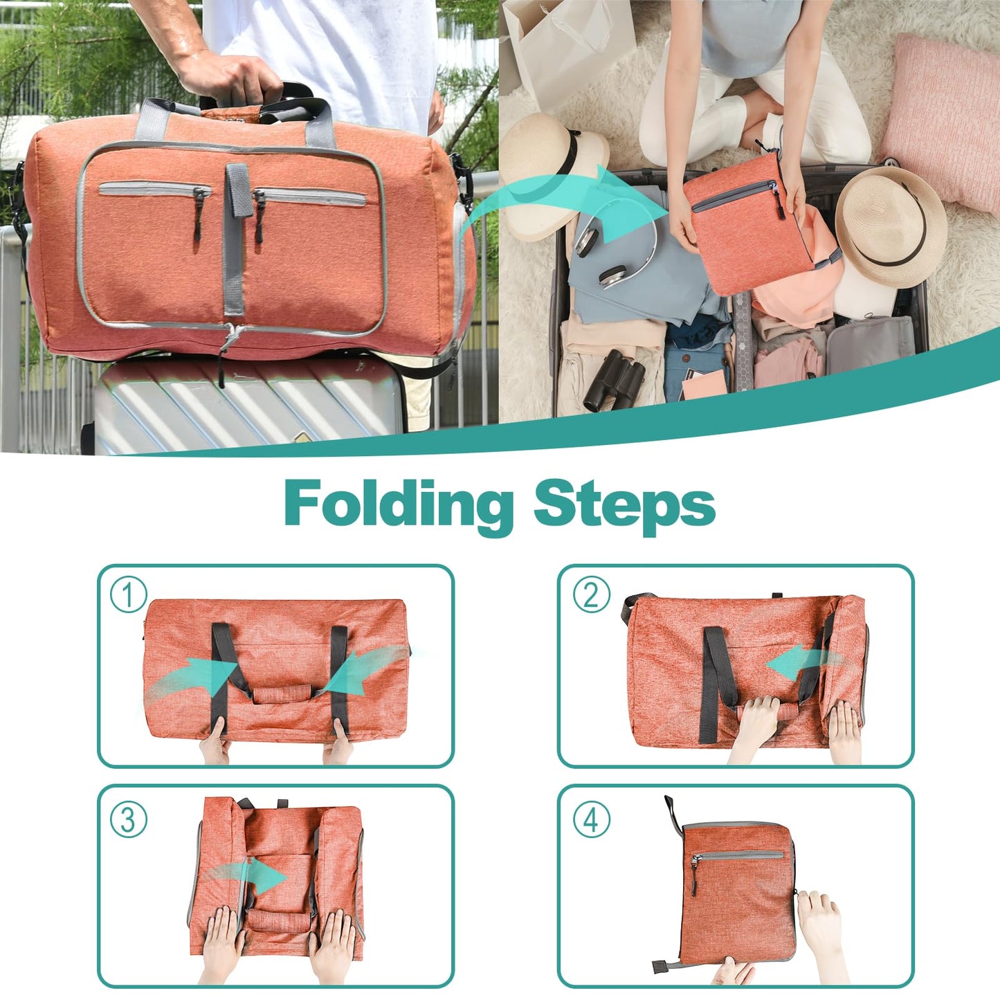 65L Travel Duffle Bag with Shoe Compartment
