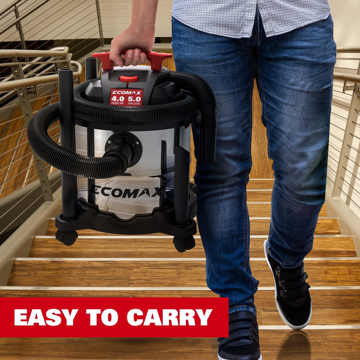 5 Gallon ECOMAX Wet Dry Vacuum with Suction