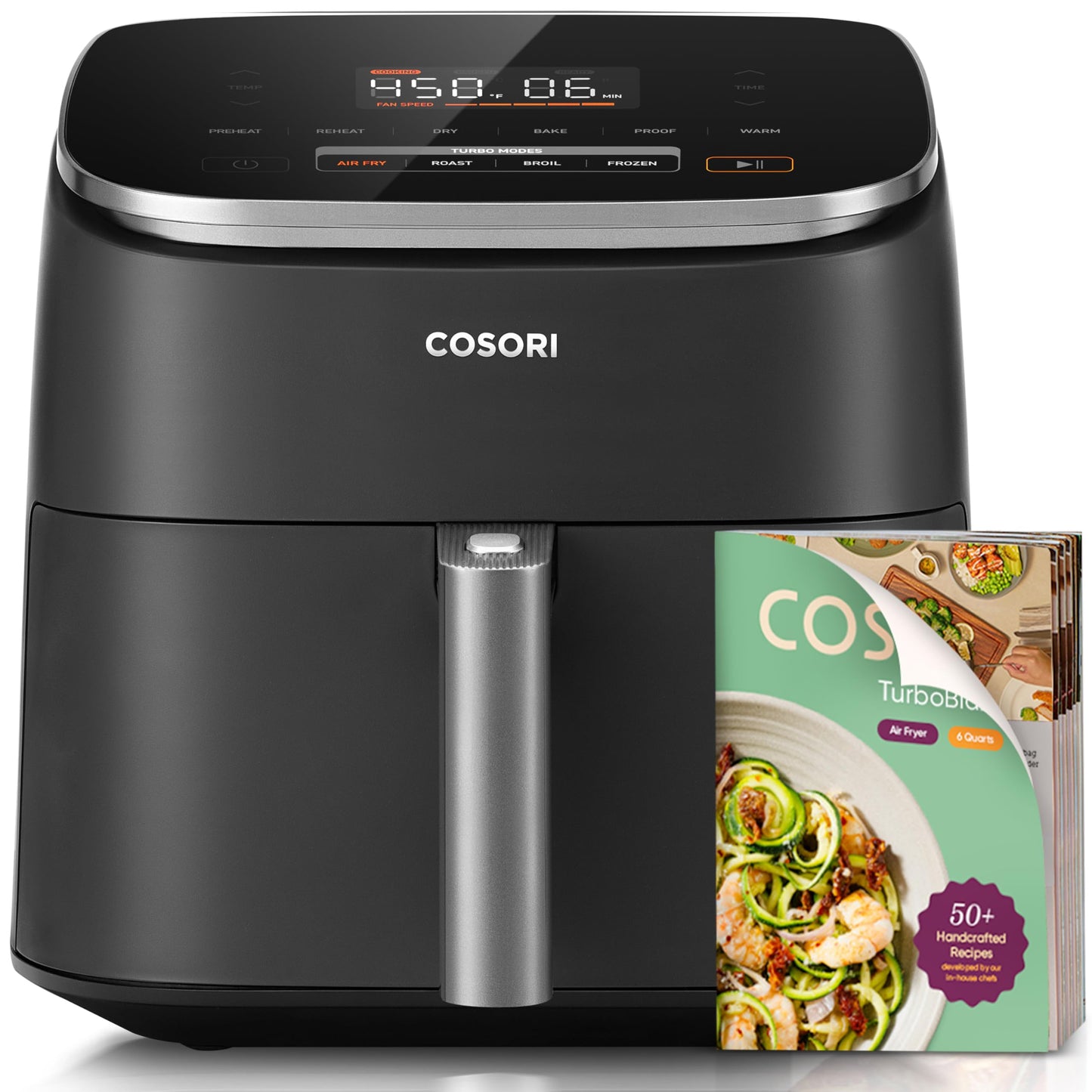 COSORI Air Fryer 9-in-1, Compact & Large 6-Qt, Premium Ceramic Coating, 90โ450ยฐF Precise Heat for Even Results, Up to 95% Less Oil*, Roast, Bake, Dry, Reheat, Frozen, Broil, Proof, 120V, TurboBlaze