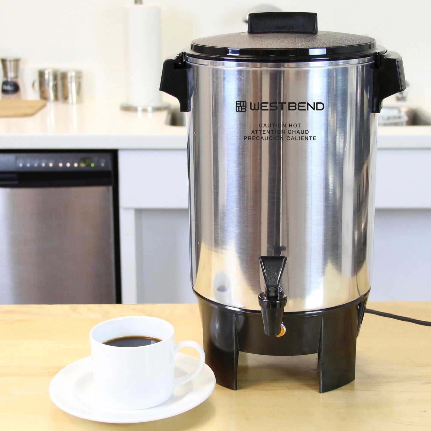 West Bend Coffee Urn with Automatic Temperature Control and Cup Per Minute Brewing
