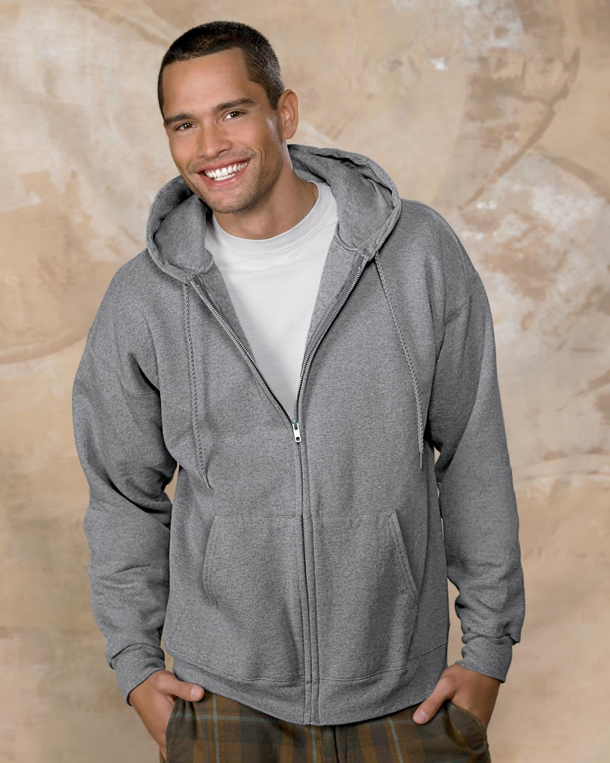 Hanes Men's Heavyweight Full Zip Hoodie Black