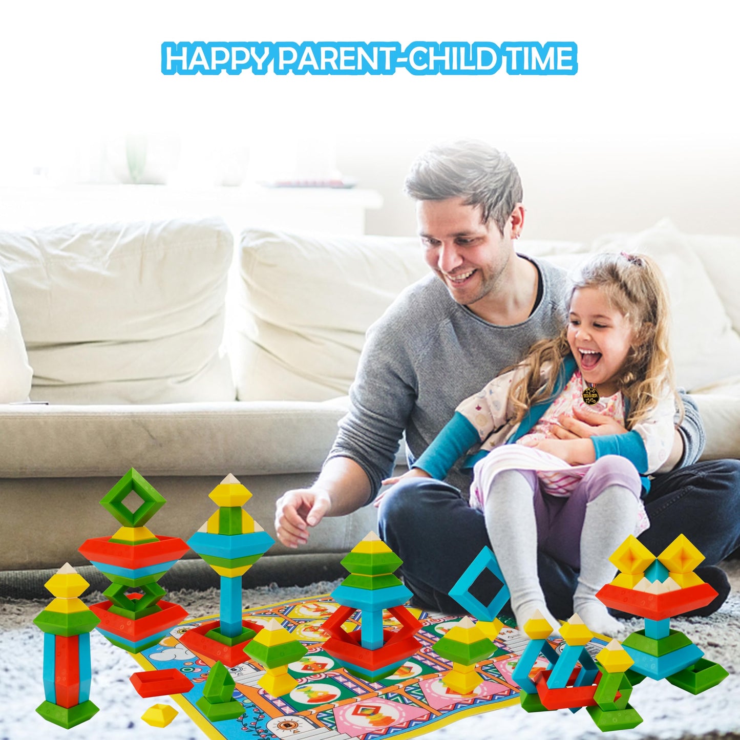 Ganowo Montessori Toys for 2 3 4 5 Year Old, 30 Pcs Pyramid Stacking Building Blocks Sensory Toys Learning Toys Preschool Gifts for Kids Age 2-4 3-5