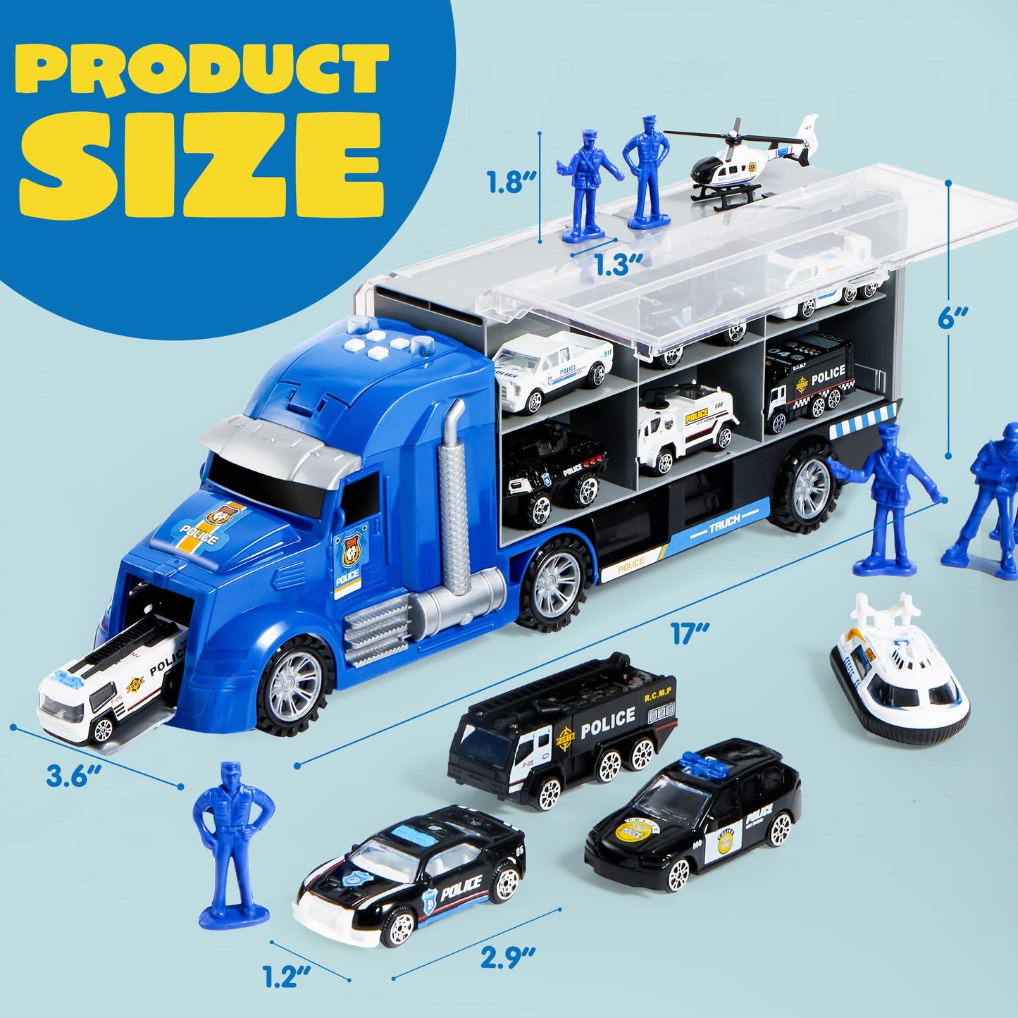 JOYIN 25-in-1 Police Rescue Truck Toy Set