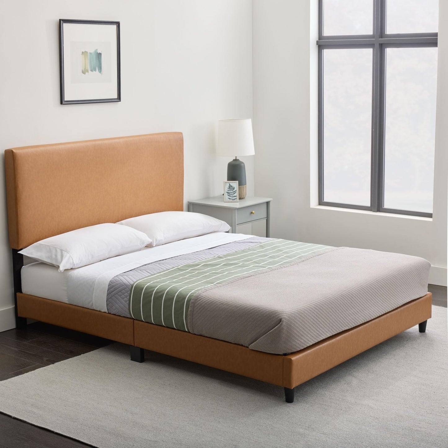 Edenbrook Twin Faux Leather Platform Bed Frame