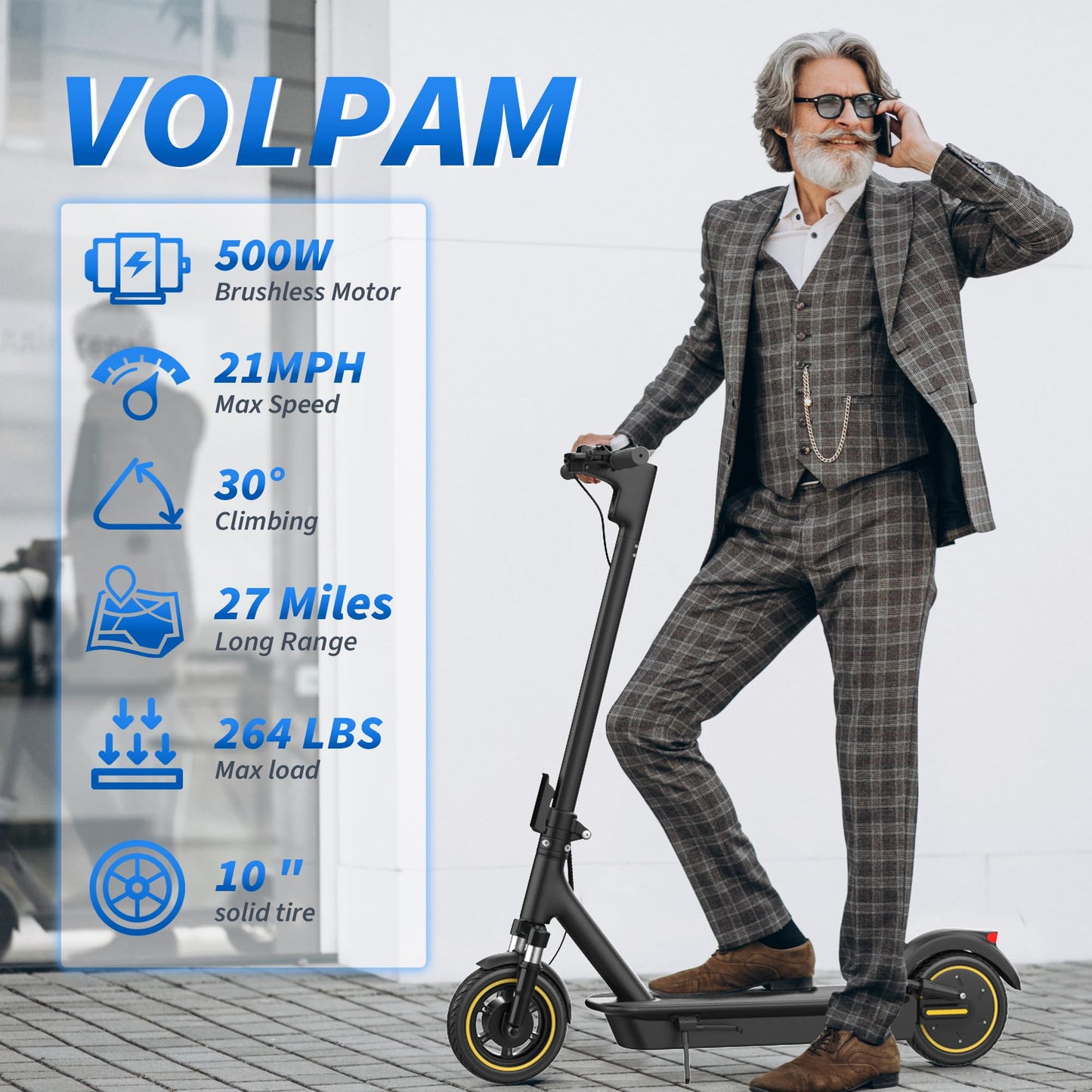 VOLPAM Electric Scooter 500W, 28 Miles Range