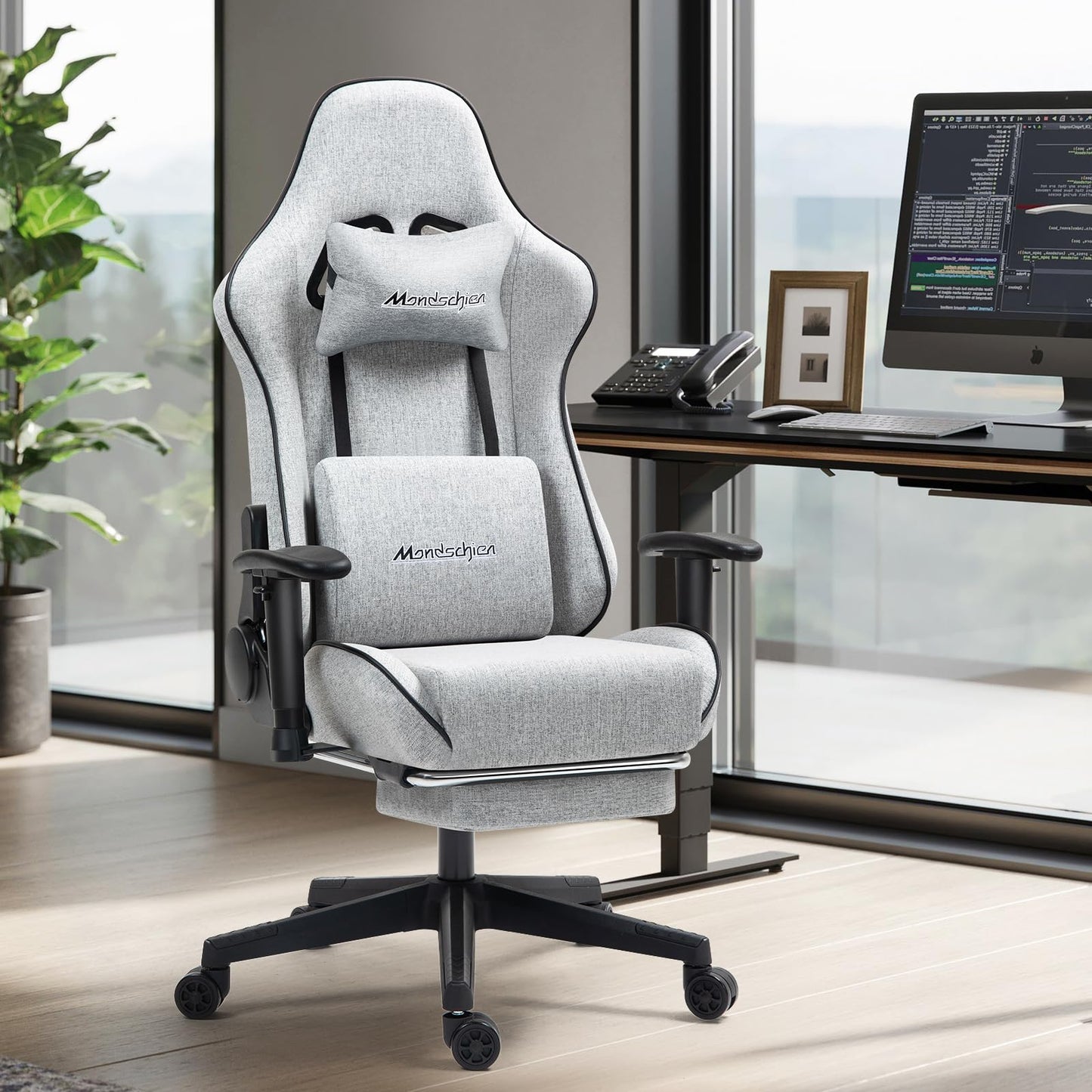 Ergonomic Gaming Chair with Massage Footrest