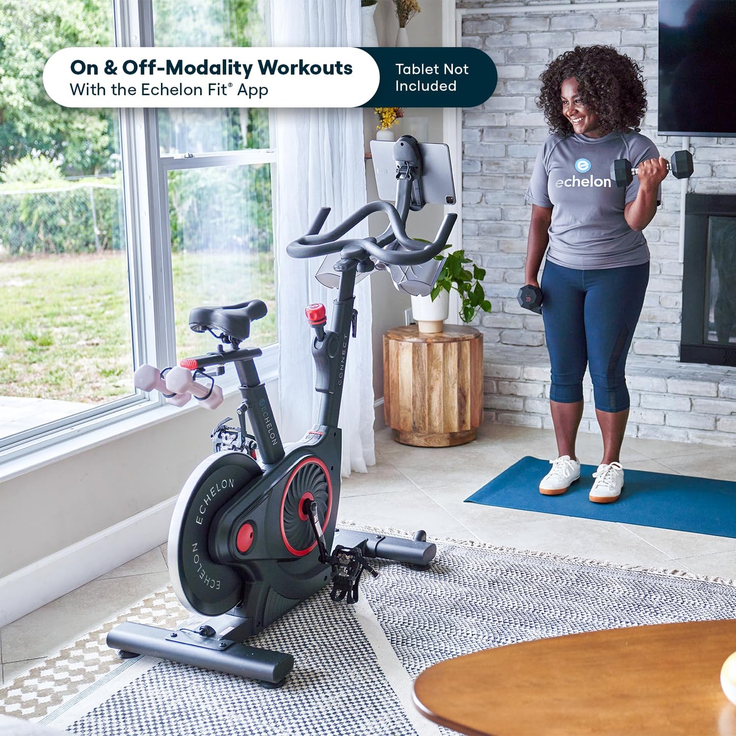 Echelon Smart Connect Fitness Bike, 30-Day Free Echelon Membership, Easy Storage, Small Spaces, Cushioned Seat, Solid Design, HIIT, Top Instructors, 32 Resistance Levels, Bluetooth, EX5