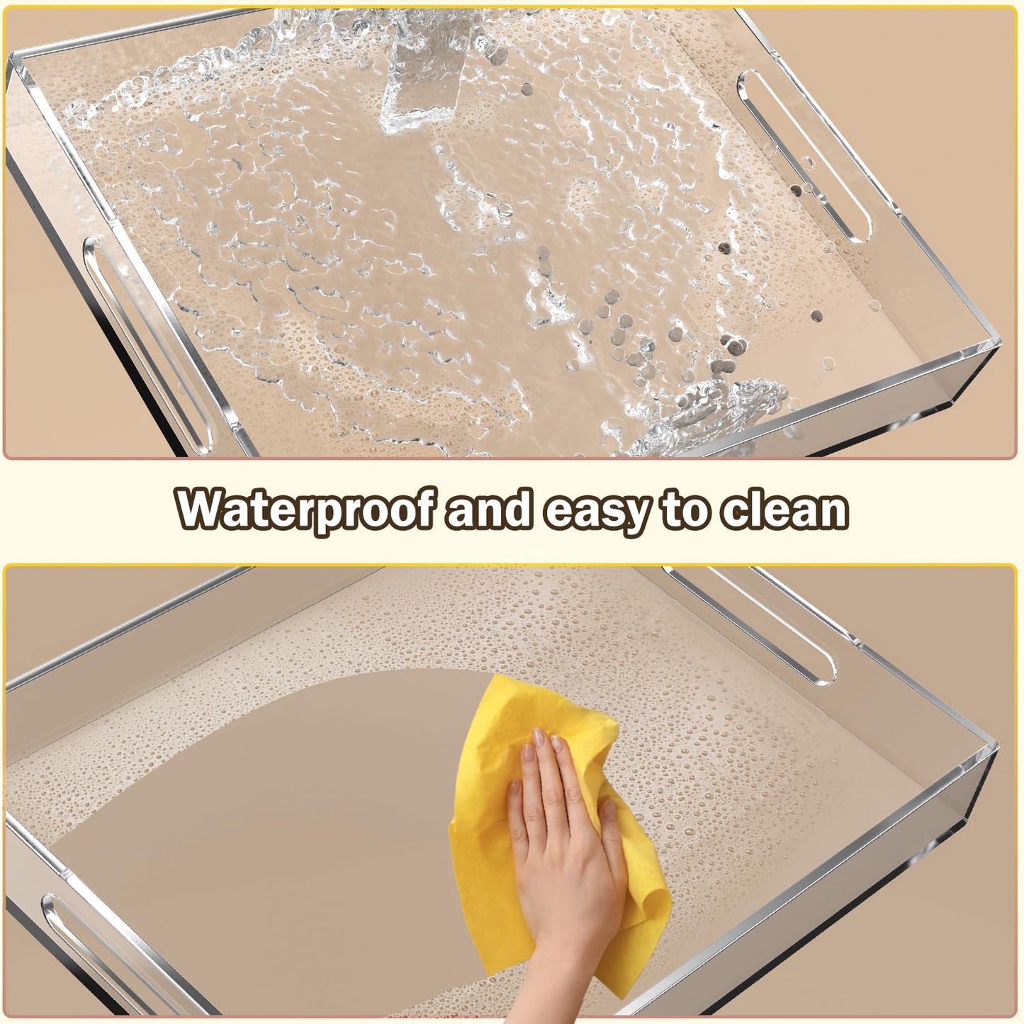 Acrylic Serving Tray with Handles by Qdetak
