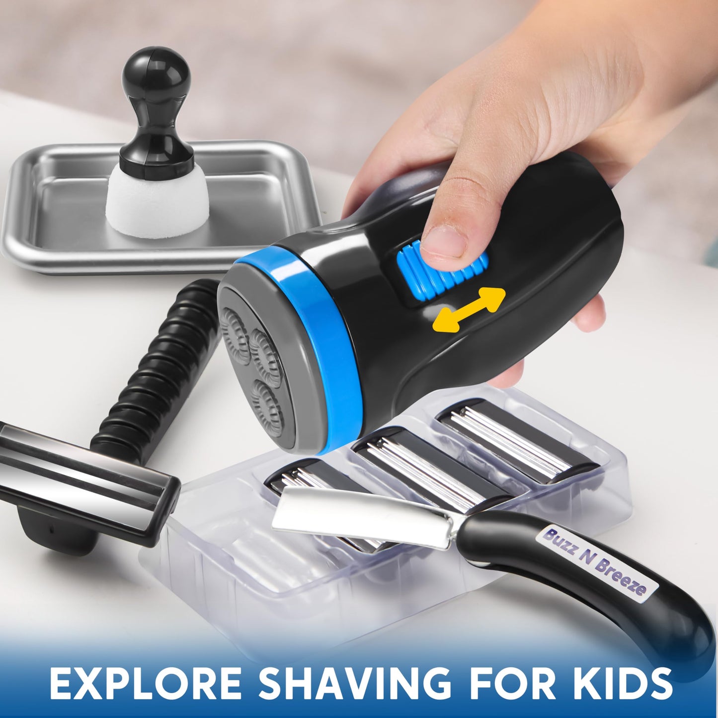 JOYIN Barber Shop Pretend Play Toy, 23 Pcs Kids Shaving Kit for Boys, Haircut Kit for Boys 3+ Year Old Birthday Gift, Upgraded Toddler Play Set with Storage Box for Role Play