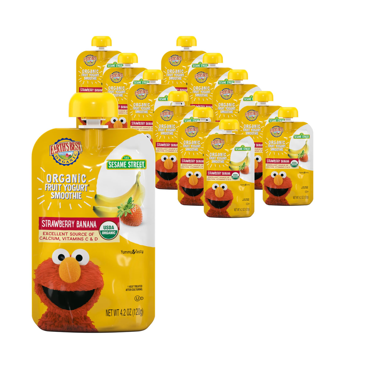 12 Pack Earth's Best Organic Toddler Yogurt Smoothie Pouches (OU-D)