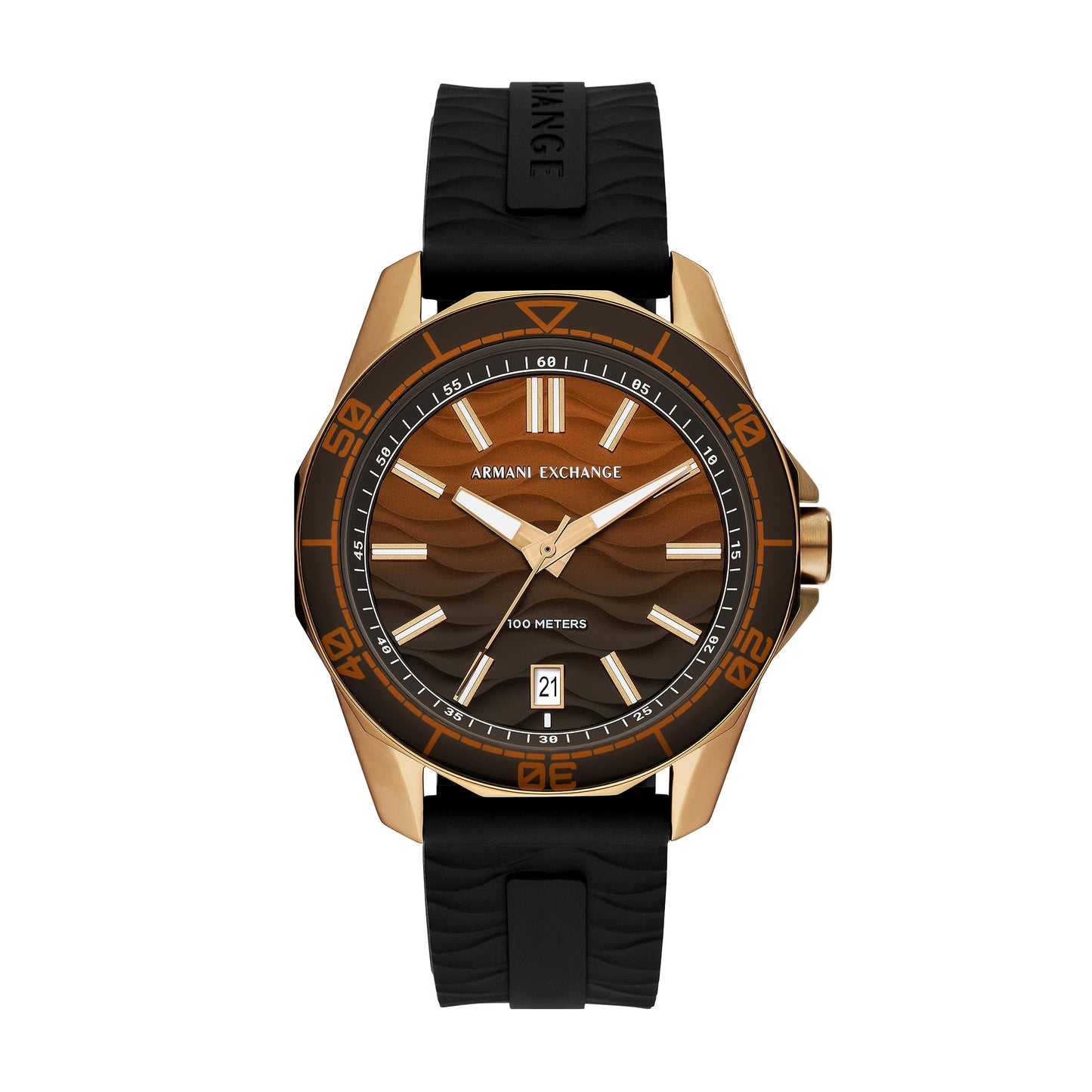 A|X ARMANI EXCHANGE Men's Three-Hand Date Black Silicone Band Watch (Model: AX1954)
