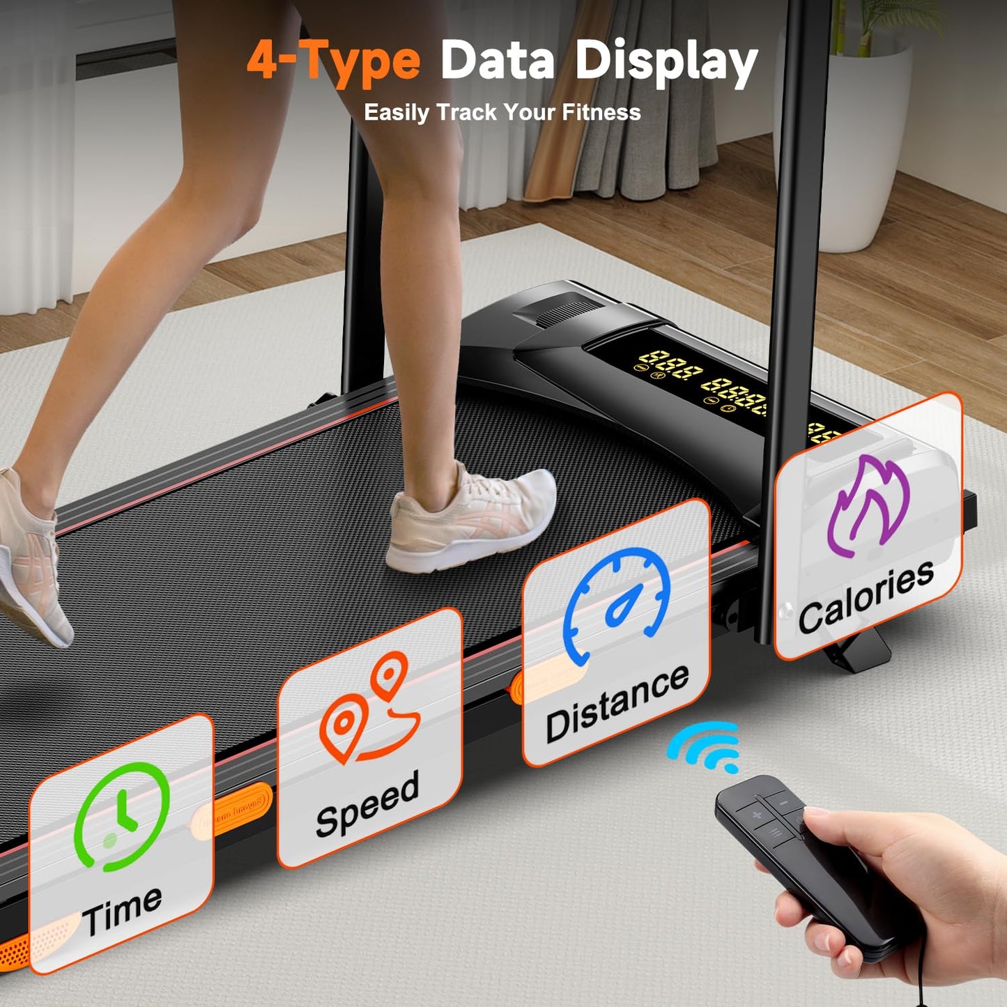 Fasion Trek Run Walking Pad Treadmill with Handle Bar, 6% Manual Incline & 0.6-7.5MPH, Under Desk Compact Treadmill with App Control, Safety Key, 300lbs Capacity, Double Deck Cushioning