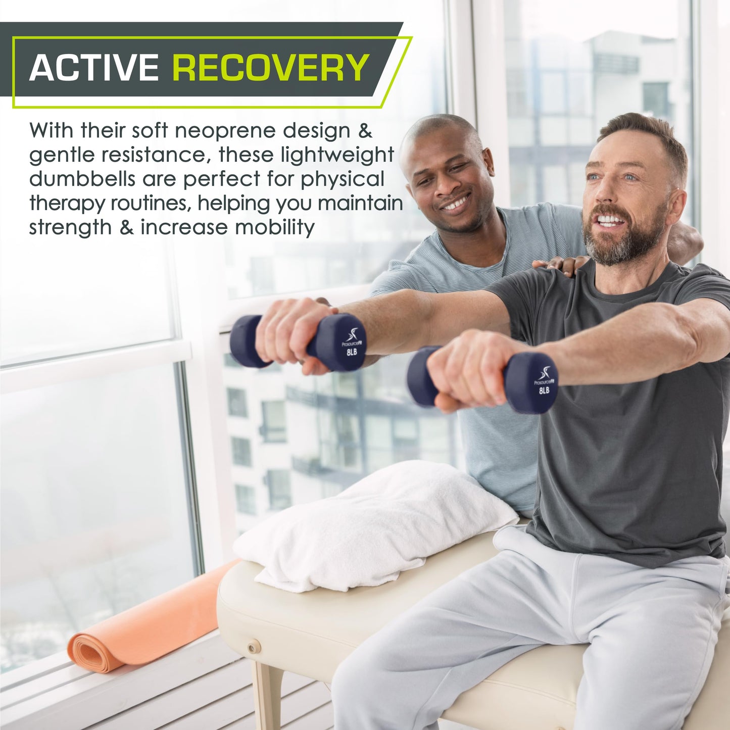 2 ProsourceFit 8 lb Neoprene Dumbbells with Grip