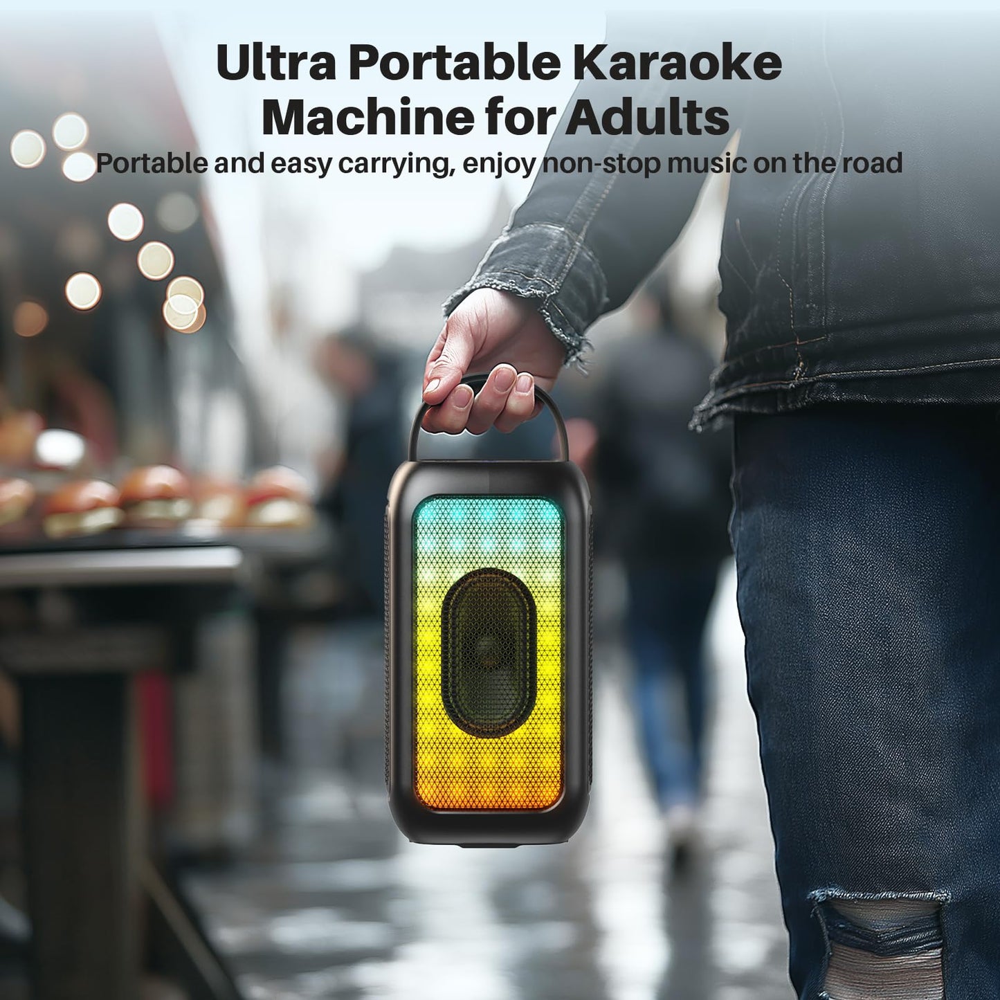 Bobtot Bluetooth Speaker Wireless, 16H Playtime 40W Peak Portable Singing Speakers, Magic Voice, Echo, EQ, Stereo Sound, Deep Bass, RGB, Supports AUX,USB, FM, Pink
