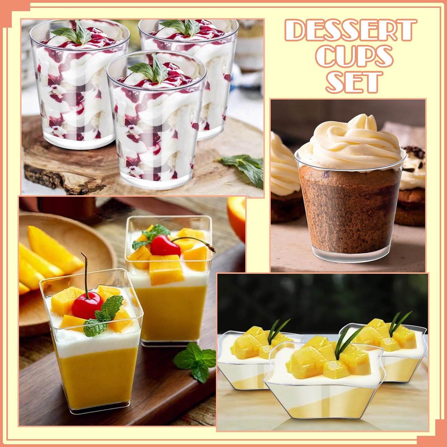 5oz Clear Plastic Dessert Cups, 300 Packs