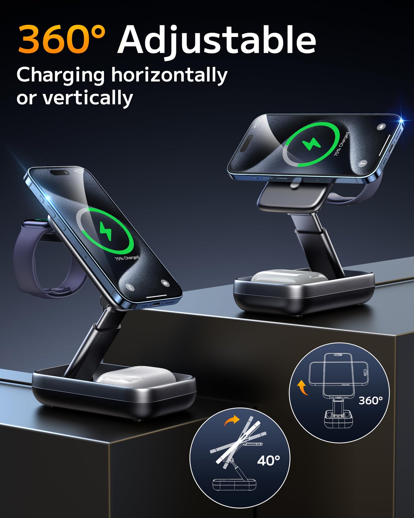 3 in 1 Wireless Charging Station for Apple Devices