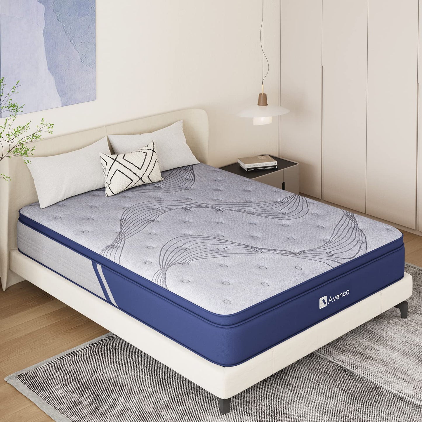 Avenco Mattress Full Size, 12 Inch Full Mattress Hybrid, Medium Firm Full Mattress in a Box for Pressure Relief and Sound Sleep, Wrapped Coils and CertiPUR-US Foam, Soft Breathable Fabric