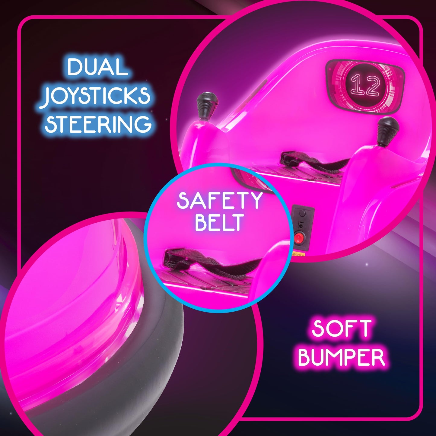 Flybar 6V Glow Bumper Car for Kids
