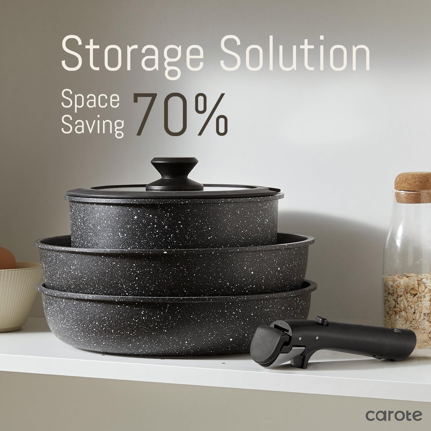 CAROTE Nonstick 15-Piece Cookware Set with Handles