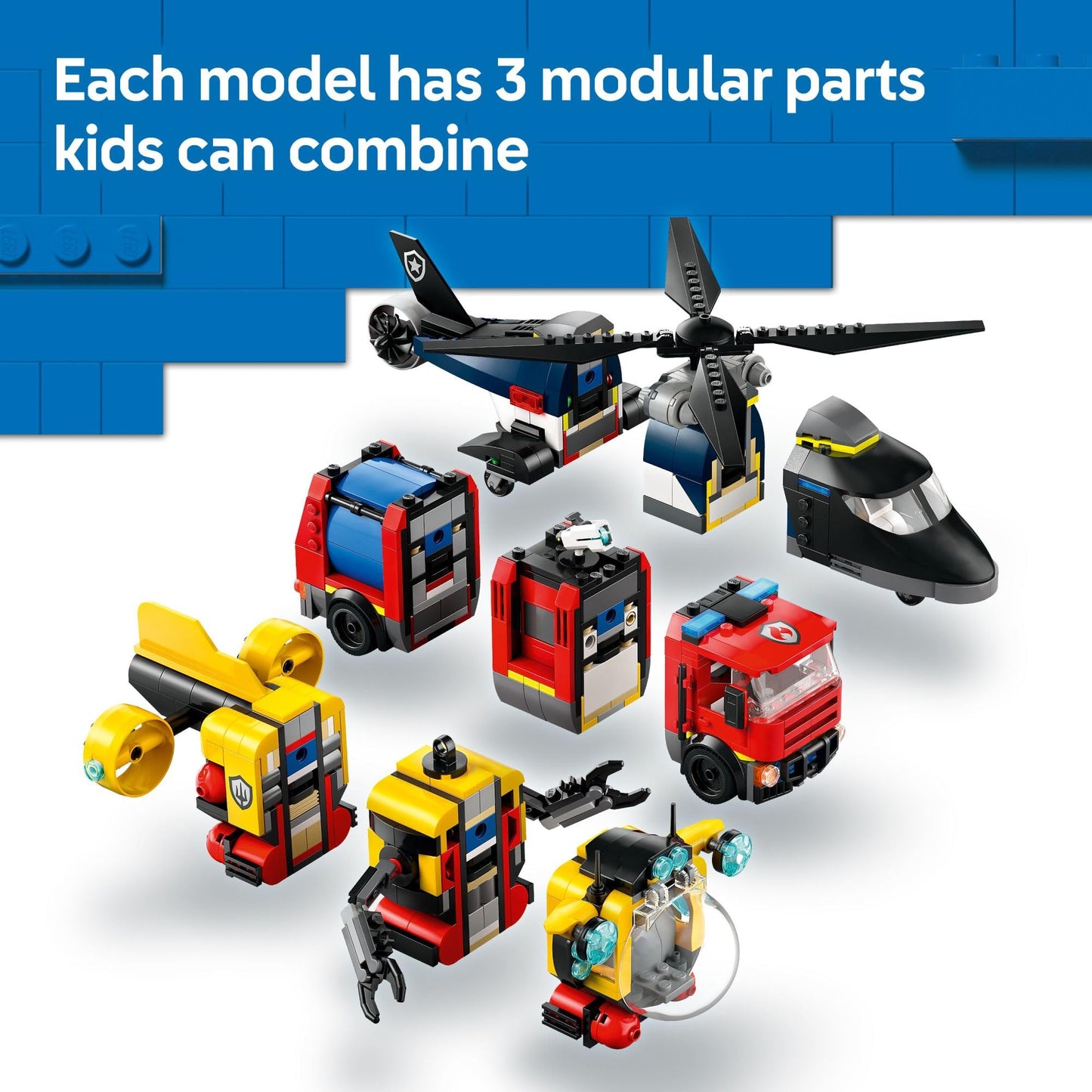 LEGO City Helicopter, Fire Truck & Submarine Set