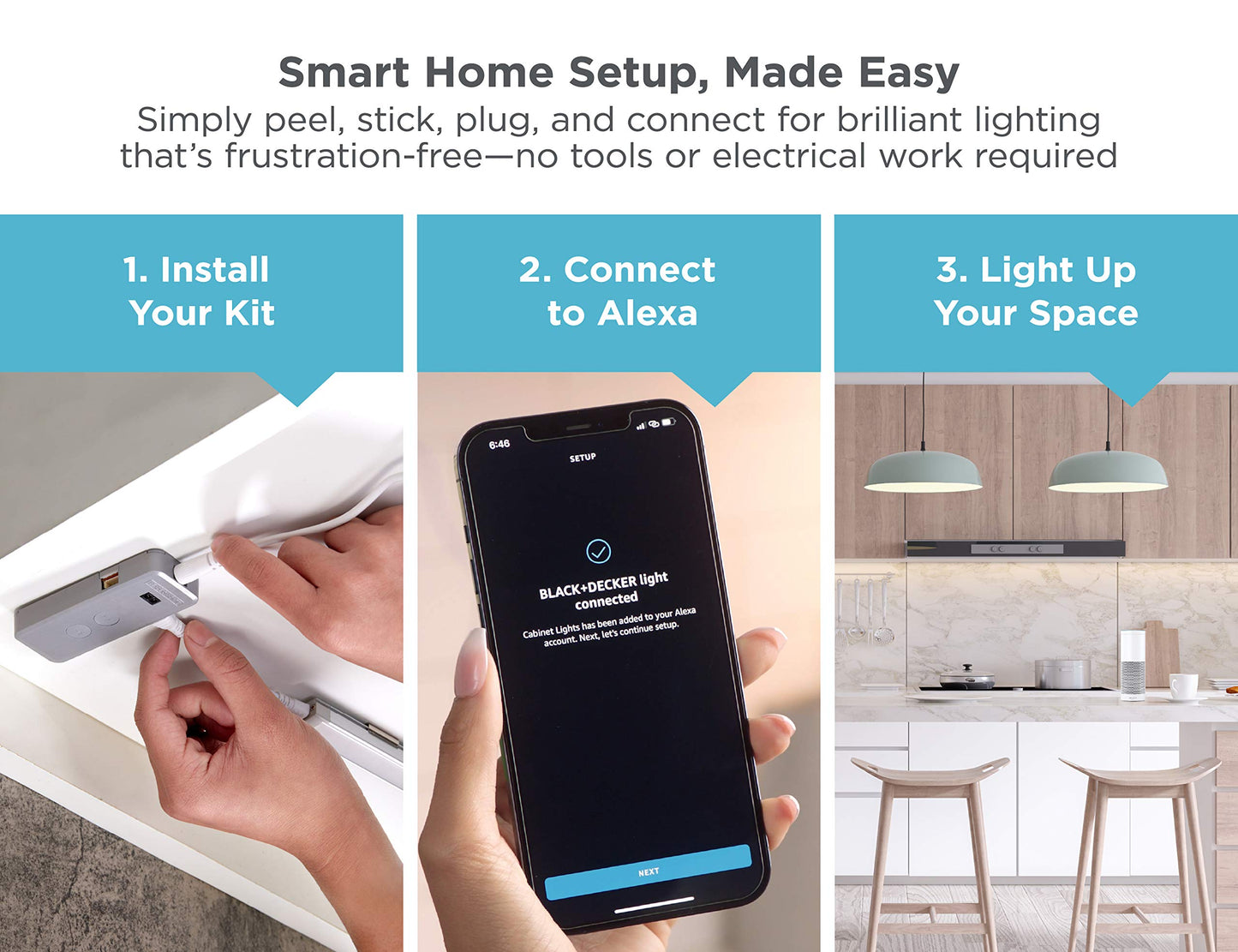BLACK+DECKER Smart Under Cabinet LED Lighting Kit