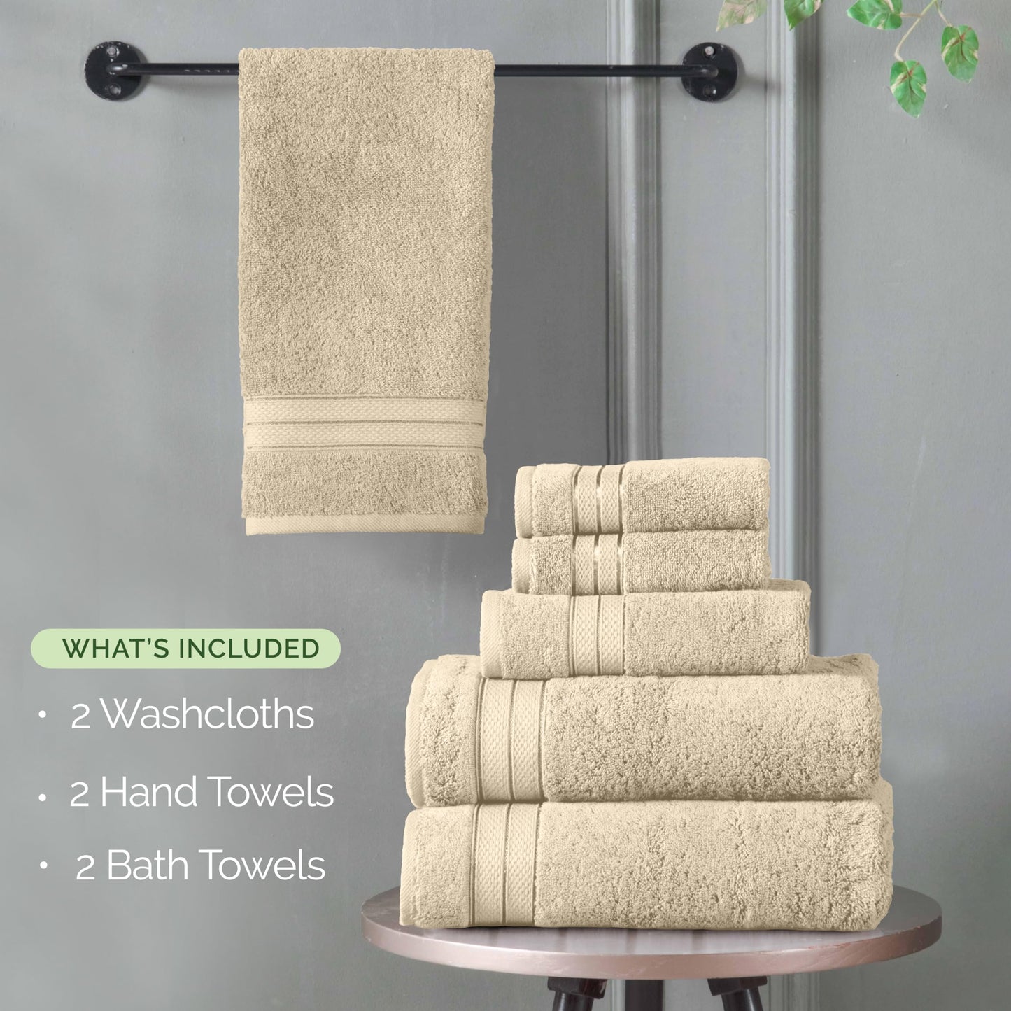 6-Piece Luxury Turkish Cotton Towel Set