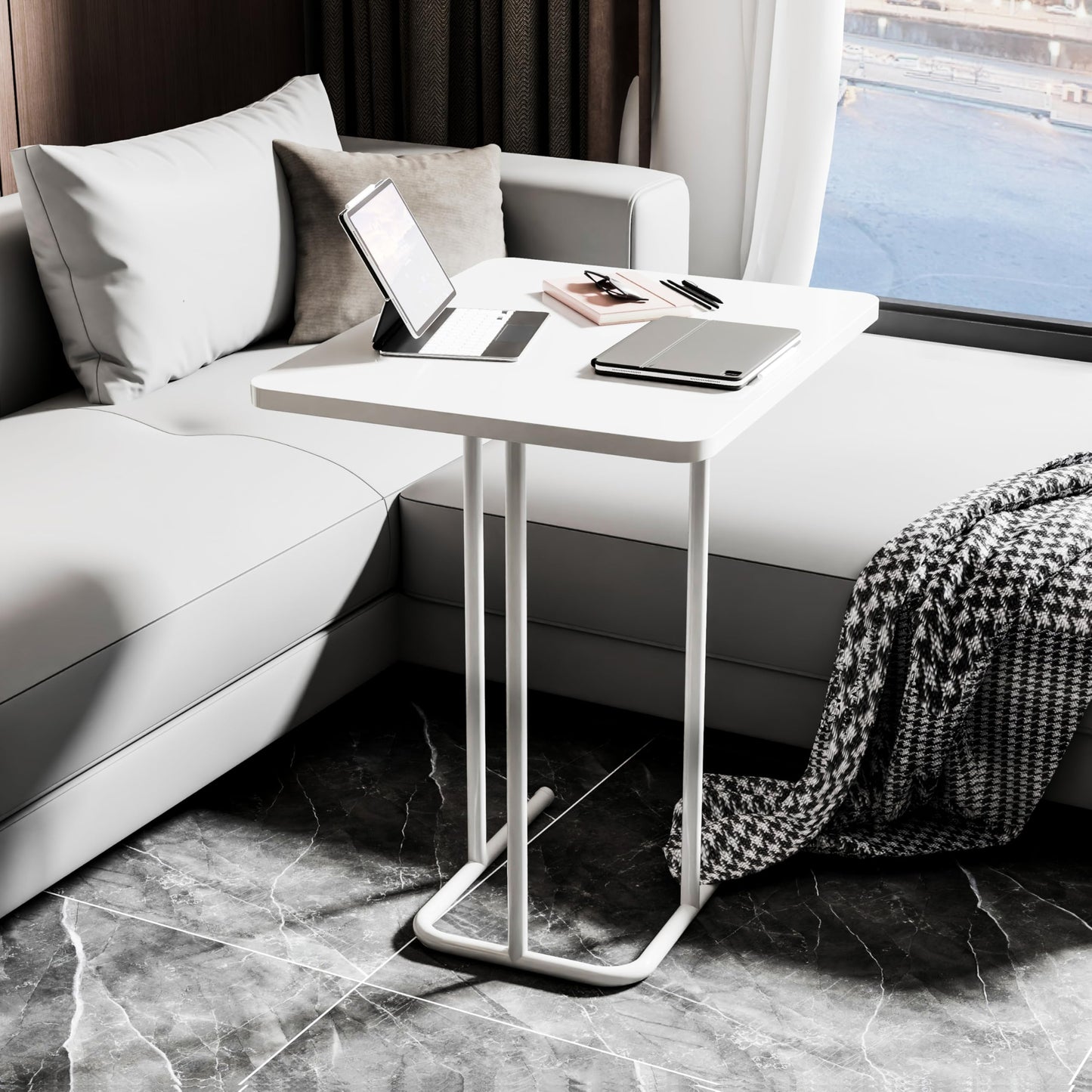 C-Shaped Side Table for Living Room & Bedroom