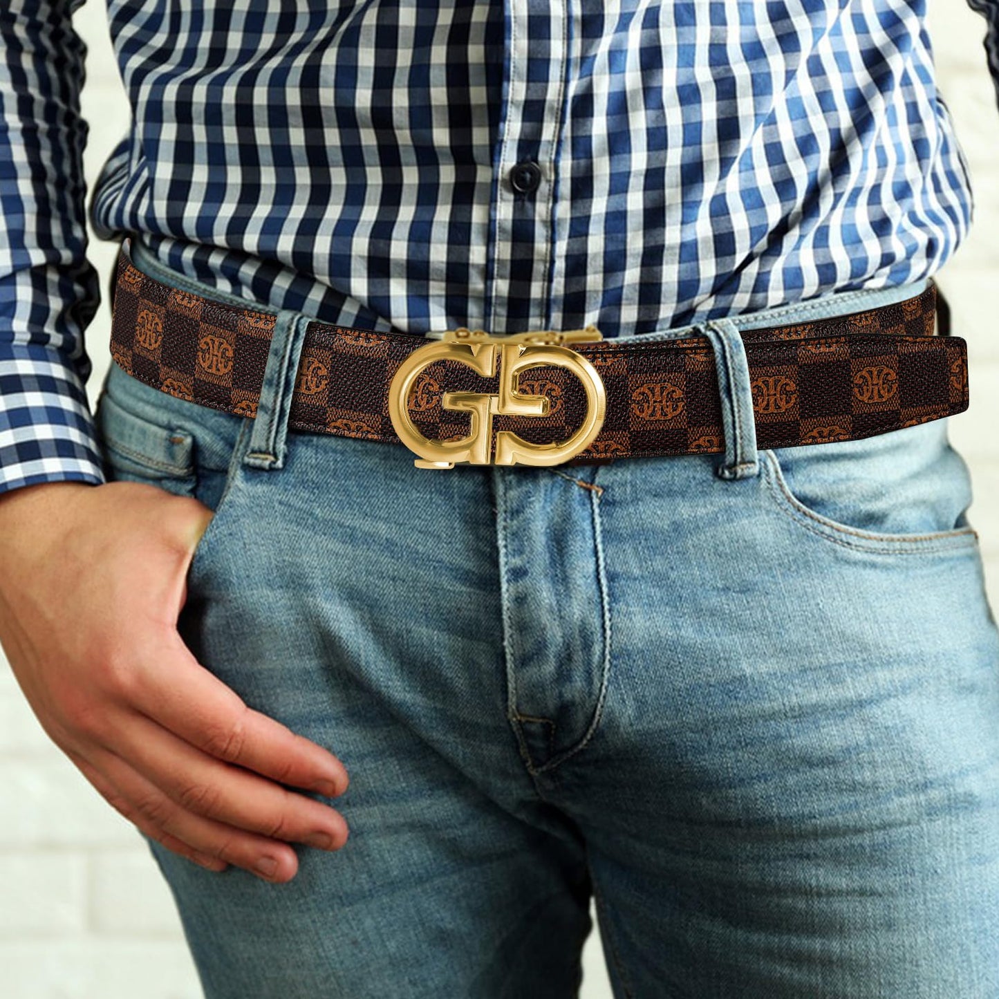 ITIEZY Adjustable Leather Ratchet Belt for Men