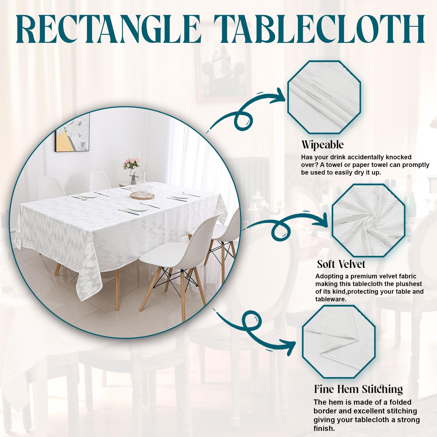 Rectangular Velvet Tablecloth for Dining Parties