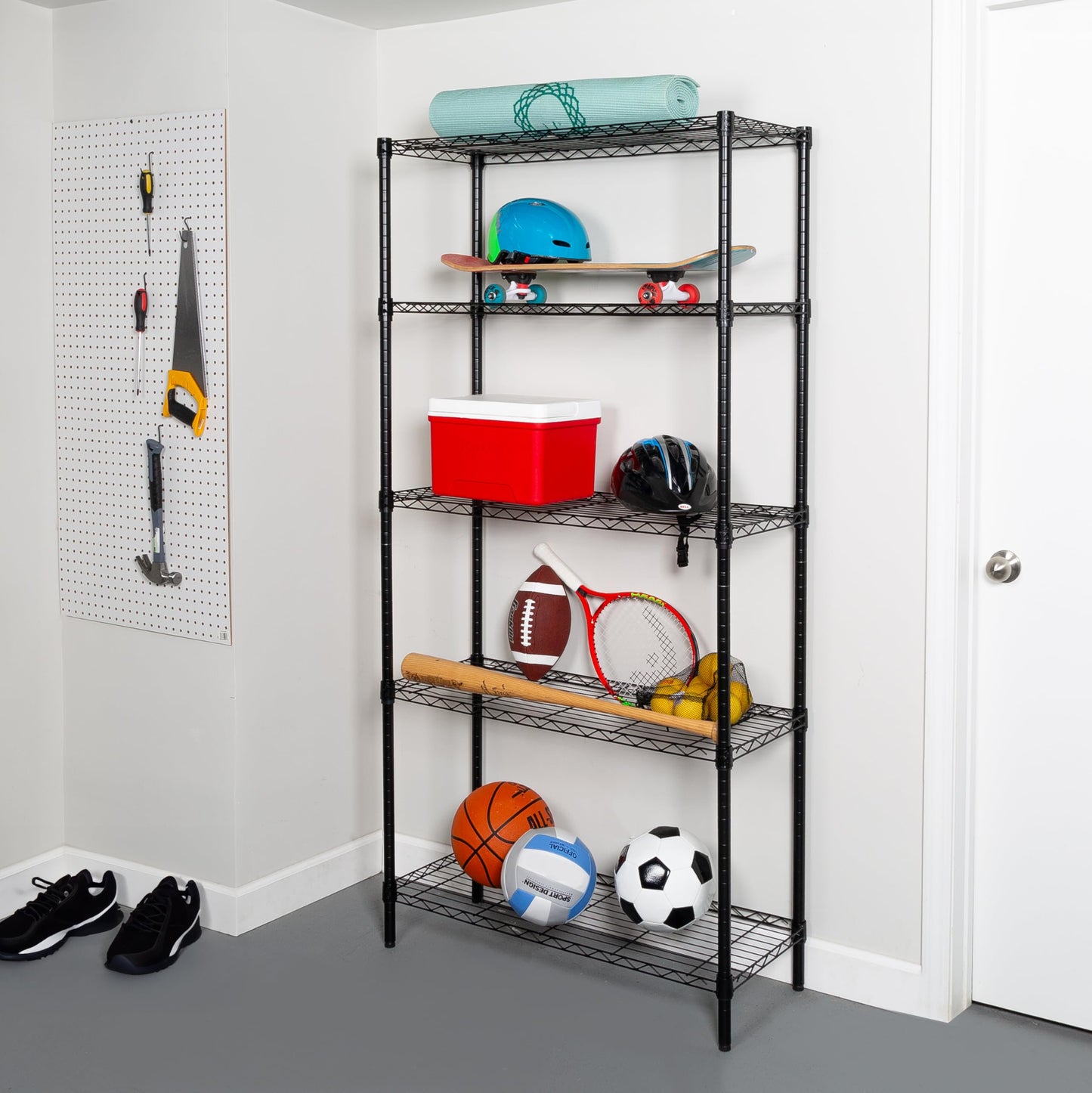 Honey-Can-Do 5-Tier Black Storage Shelving Unit