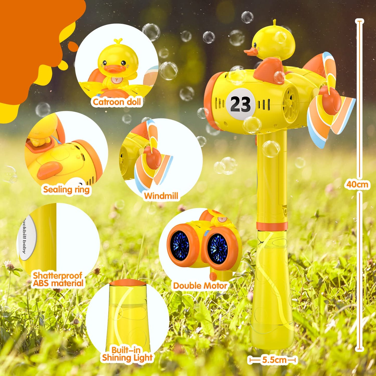 Bubble Machine Gun with Bubble Refill Solution, Bubble Guns with Lights for Bubble Blaster Party Favors, Bubbles for Kids Outdoors Activity, Easter, Birthday, Wedding Party
