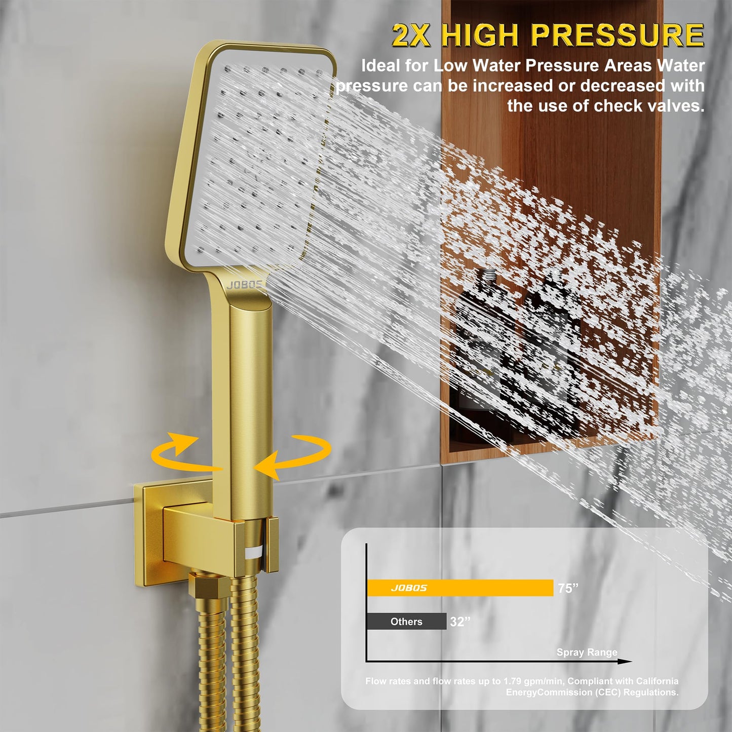 10" Brushed Gold Rainfall Shower System Set