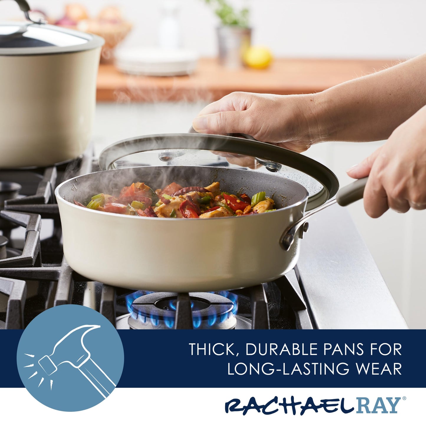 Rachael Ray Nonstick Sauté Pan with Lid, 3QT