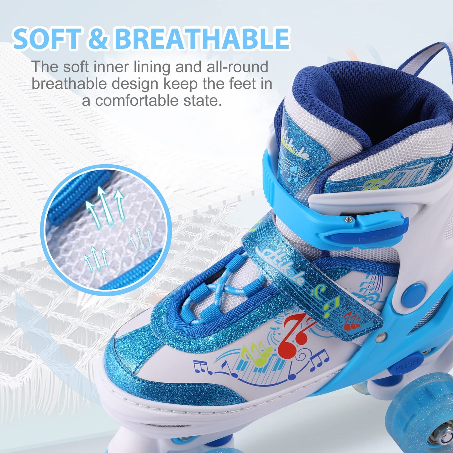 Hikole Roller Skates for Girls and Boys,4 Size Adjustable Kids Roller Skates with 8 Light Up Wheels,Toddler Skates for Outdoor & Indoor