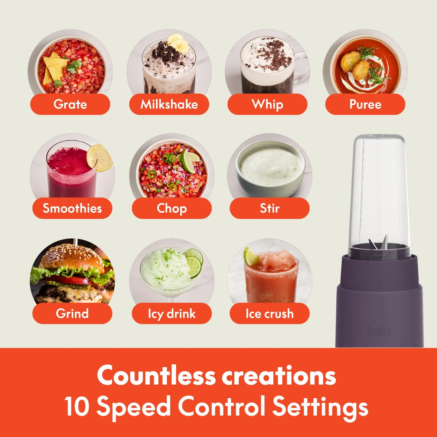 6 Pcs BELLA Portable Blender & Juicer Set